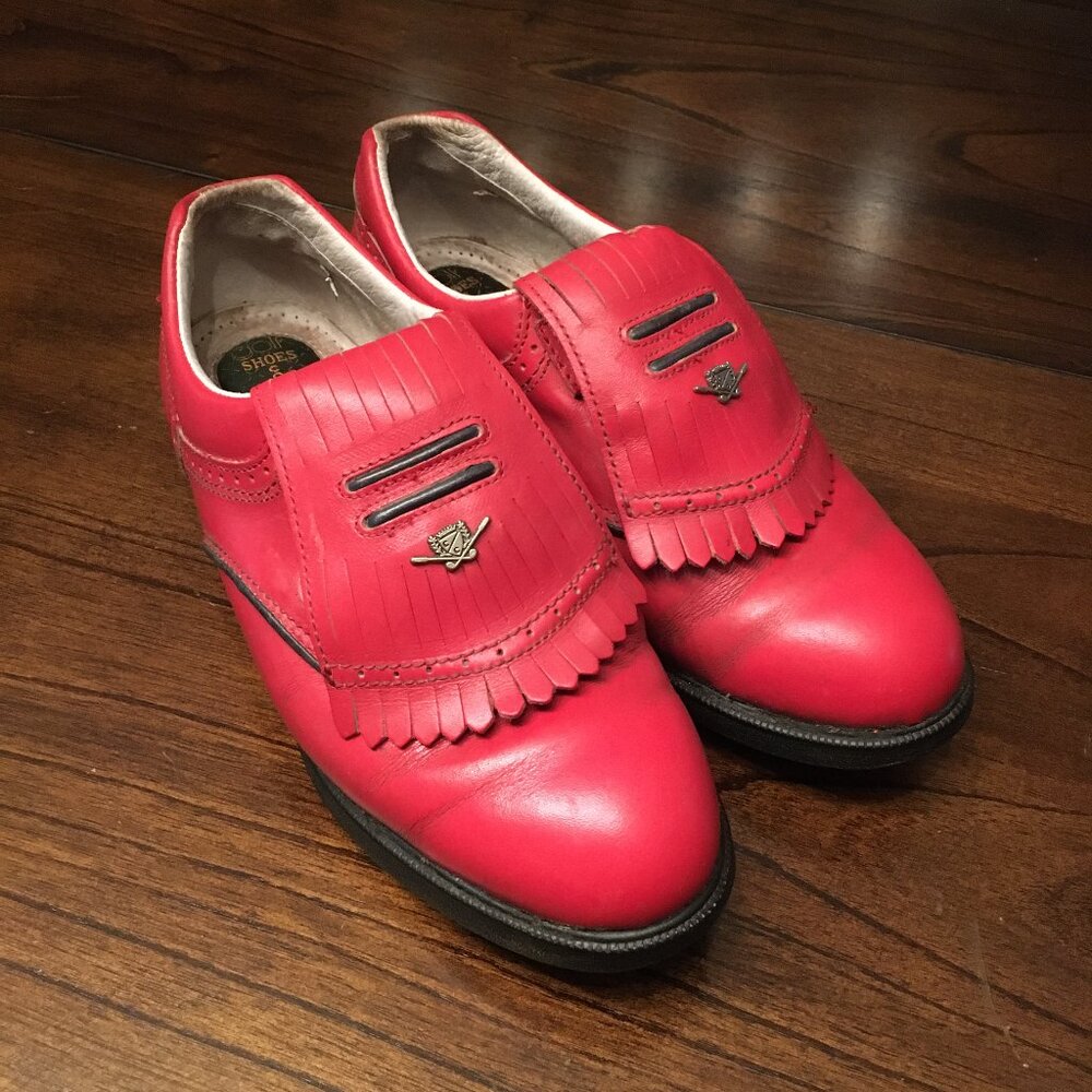 Copenhagen Red Genuine Leather Golf Shoes European Preppy Oxfords EU 39